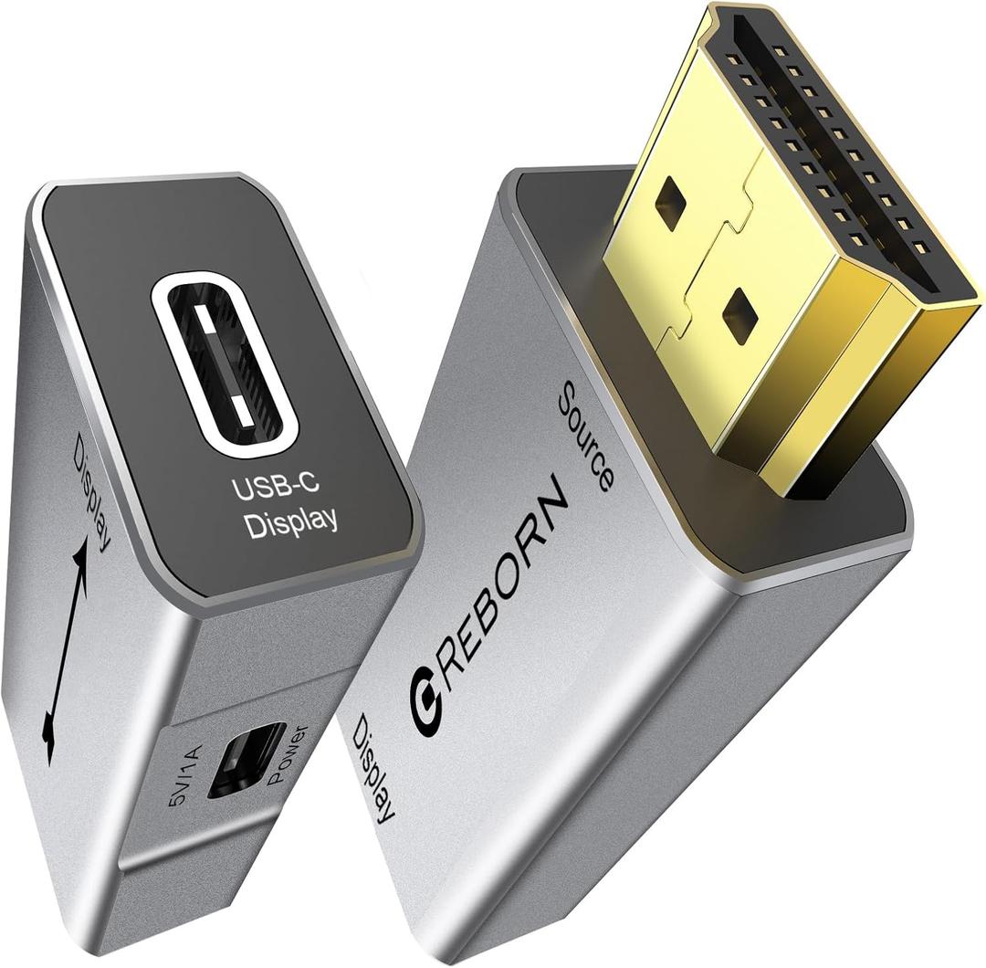 Reborn HDMI to USB C Adapter 4K 60Hz | Uni-Directional HDMI Source to USB-C Display Adapter for AR Glasses XREAL OneAir 2 Pro/VITURE Pro/RayNeo Air 2s/Rokid,PS5,Portable Monitors - 1 Pack