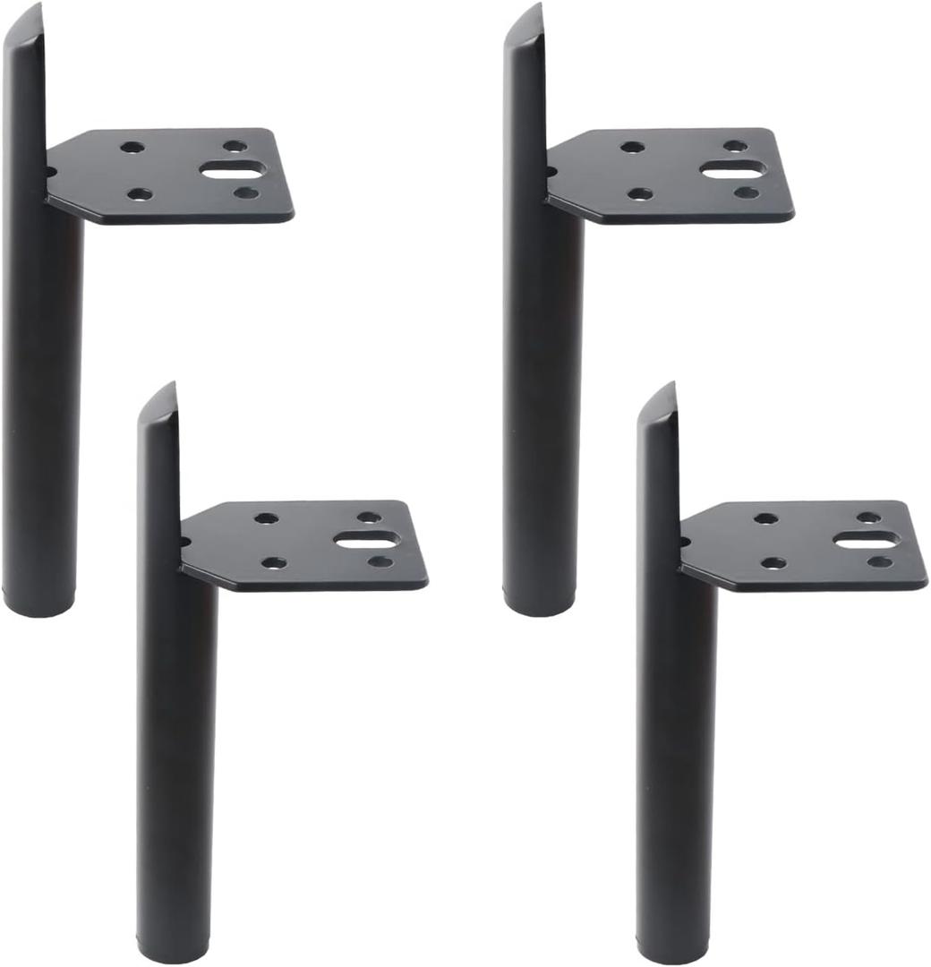 Osring Modern Furniture Legs 6 Inch Metal Furniture Table Leg Black, Steel Side-Mounted Sofa Cabinet Feet Set of 4, Also for Home Coffee Table Feet DIY Replacement
