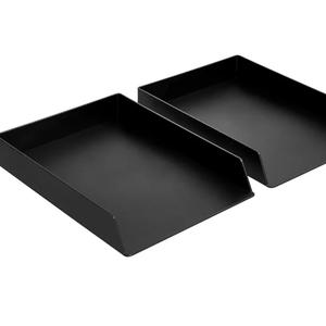 Amazon Basics Rectangular Plastic Desk Organizer, letter size Tray, 2-Pack, 9.7 x 2.2 x 13 inches, Black