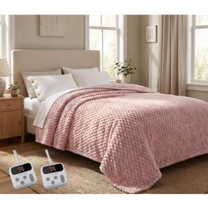 GarveeHome Heated Blanket Electric Blanket Queen Size 84 in x90 in, w/Dual Control,10 Heating Levels & 10 Hours Auto Shut Off, Cozy Soft Fleece Fast Heating Blankets Gift, Machine Washable, Pink