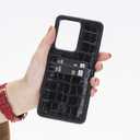 Venito Capri Snap On Leather Wallet Case Compatible with Samsung Galaxy S20 Ultra - Extra Secure with Padded Back Cover & RFID Protection (Black Crocodile)