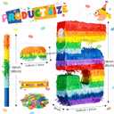 Sratte Rainbow Number Piata Multicolor Piata Small Birthday Party with Blindfold Stick and Confetti for Birthday Anniversary Cinco De Mayo Fiesta Party Decor(Number 5)