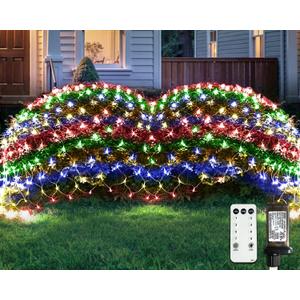 JMEXSUSS 360 LED Christmas Net Lights Outdoor Mesh Lights, Connectable Bush Light for Christmas Tree Garden Patio Decorations (Multicolor)