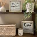 Boho Farmhouse Wooden Framed Bathroom Decor Signs, Funny Restroom Decorative Plaque Small Cute, Toilet Rules Shelf Decoration (Don't Do Stupid Shit Love Mom)
