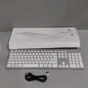 JOYACCESS Rechargeable Silent Wireless Keyboard, 2.4G USB Keyboard for Mac, PC, Laptop, Compatible with Windows, iOS, Android, Water Resistant, Slim Design (Silver White)