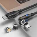 540 USB Type C 3-in-1 Magnetic Fast Charging Cable with Magnetically Interchangeable Tips for Micro USB, USB Type C, and iProducts (Black)