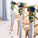 Wedding Aisle Decorations for Wedding Ceremony Set of 10 Pew Flowers for Church Chair Decorations Party Decor with Artificial Flowers Eucalyptus and Ribbons Blue