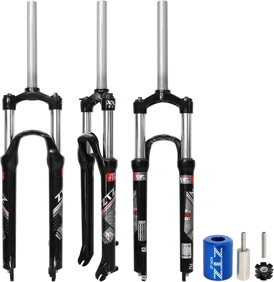 Exceedhub 27.5 Inch MTB Suspension Fork, Travel 120mm, 28.6mm Straight Tube QR 9mm, 100mm Spacing Hub, Crown Lockout Aluminum Alloy Shock Absorber XC Mountain Bike Front Fork