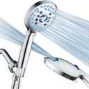Hotel Spa AquaCare High Pressure 8-Mode Handheld Shower Head - Anti-clog Nozzles, Built-in Power Wash to Clean Tub, Extra Long 6 ft. Stainless Steel Hose, Wall & Overhead Brackets (Premium Chrome)