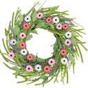 Hollyone Spring Wreaths for Front Door 24 Inch Artificial Daisy and Lavender Wreath Spring Summer Fake Silk Floral Wildflower Wreath for Front Door Wall Home Indoor Outdoor Farmhouse Easter Decor
