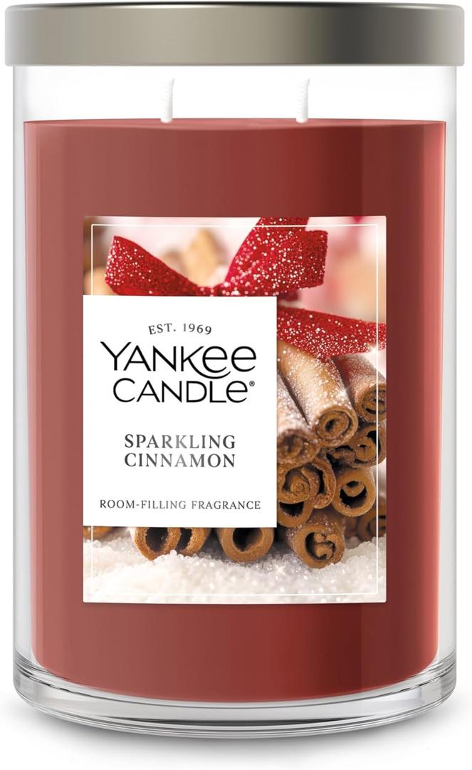 Yankee Candle Large Tumbler Scented Candle with up to 80 Hour Burn Time, Premium Plant Wax Blend for Consistent Burn, 20 oz Tumbler Candle with Room Filling Fragrance, Sparkling Cinnamon