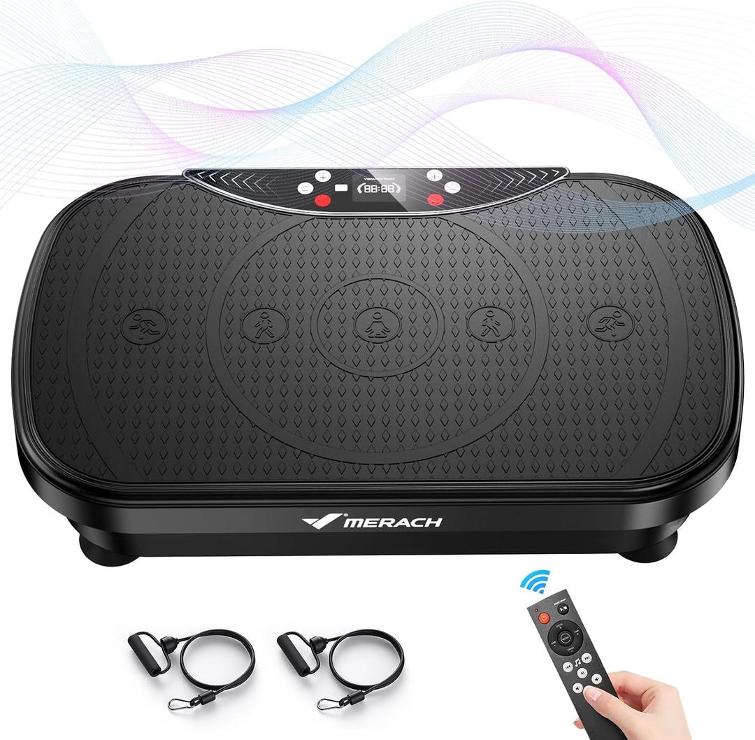 MERACH Vibration Plate Exercise Machine, Vibration Plate for Lymphatic Drainage Weight Loss, Vibrating Plate Exercise Machine with Bluetooth and LED Display, Workout Equipment for Women Men Home