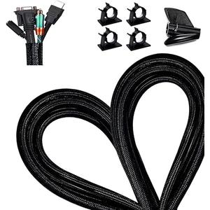 13 1/8ft -1/2 Inch Cord Management Sleeve Braided Split Black Cable Protectors Pet Proof - Braided Self-Wrapping Wire Loom Tube for Desk PC/TV/Computer/Projector/Home Theater/Engine Bay Size: 13MM -1PACK Color: Black 03