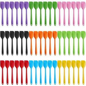 Hsei 54 Pieces Silicone Spatulas 8.1 Inch Rubber Spatula Heat Resistant Non Stick Flexible Cooking Scraper Baking Mixing Tool with Stainless Steel Inside for Kitchen Cookware Dishwasher Safe, 9 Colors