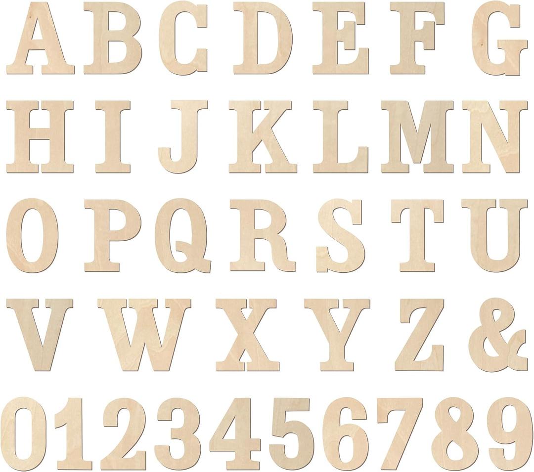 3 Inch 216 Pieces Wooden Letters & Numbers for Crafts Unfinished Wood Alphabet ABC & Numbers 0-9 for Wall Decor