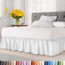 Wrap Around Dust Ruffle Bed Skirt - White - for King Size Beds with 12 Inch Drop - Easy Fit Elastic Strap - Adjustable Pleated Bedskirt w/Brushed Fabric - Wrinkle Free - for Women, Men, Kids & Teens