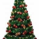 Miniature Pre-Lit Christmas Tree – Fully Decorated with Shatterproof Ornaments and Integrated LED String Lights – Perfect for Apartments, Tabletops, and Small Spaces