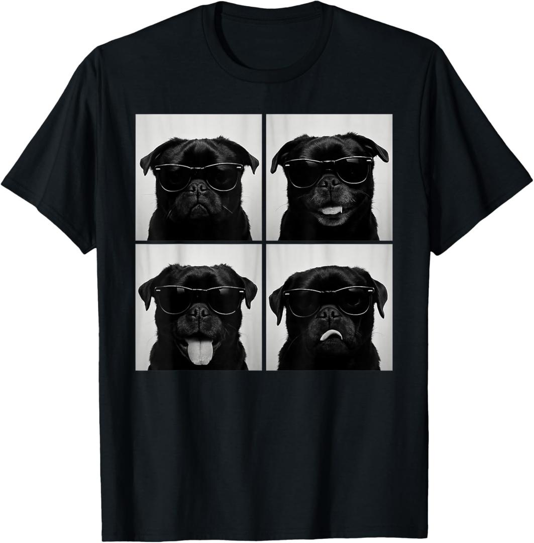 Funny Black Pug Lover Cute Dog Pug Photo Booth T-Shirt