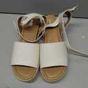 Soda Topic Open Toe Buckle Ankle Strap Espadrilles Flatform Wedge Casual Sandal (Beige)