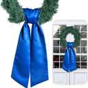 VitalCozy Wreath Sash for Front Door Blank Satin Wreath Sash for Embroidery Monogram Plain Wreath Sash Wreath Accessories for Xmas Party Yard Doorway Indoor Outdoor Wall (4.5'' X 56'', Blue)
