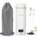 Anbanglin Travel Electric Tea Kettle, 500ML Small Water Boiler Kettle Electric with 4 Temp Settings, Auto ShutOff & Boil Dry Protection, 304 Stainless Steel Portable Bottle Warmer for Travel, White