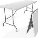 Sweetcrispy 6 FT Folding Picnic Table Easy to Fold and Store, Foldable Table for Camping Picnic Dining Party Kitchen Outdoor Indoor with Carrying Handle