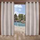 EXCLUSIVE HOME Delano Heavyweight Textured Indoor/Outdoor Grommet Top Curtain Panel Pair, 54"x96", Silver