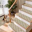 COSY HOMEER Edging Stair Treads Non-Slip Carpet Mat 28inX9in Indoor Stair Runners for Wooden Steps, Stair Rugs for Kids and Dogs, 100% Polyester TPE Backing 15pcs, Beige