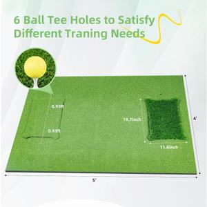 Golf Hitting Mat, 5 * 4ft Thickened Golf Practice Mat with 4 Turfs Inserted Replaceable,for Indoor Outdoor Swing,Driving,Chipping Training - 5x4ft (4 Insert Mats)-10mm Eva Base