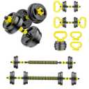 Adjustable Dumbbell Set, 20 lbs Free Weights with Connector – 4 in 1 Dumbbells, Barbell, Kettlebell & Push Up Stand, Adjustable Weights Set for Home Gym Fitness Equipment for Men & Women