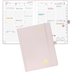 POPRUN 2026-2027 Academic Planner, 6.5" x 8.75", Weekly and Monthly Calendar, July 2026 to June 2027, Hardcover Appointment Book with Verital Layout, Hourly Time Slots, Monthly Tabs - Light Pink