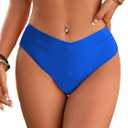 Fanuerg Women's Bikini Bottom Cross V Cut Front Swimsuit Full Coverage Bathing Suit Bottoms (Medium, Royal Blue)