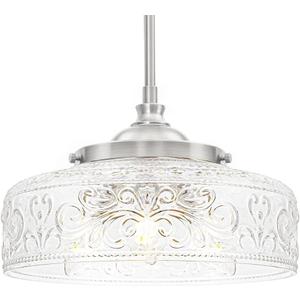 Brushed Nickel Pendant Light with Clear Glass Lampshade, 3-Light Adjustable Pendant Lights Kitchen Island, Vintage Kitchen Pendant Light Ceiling Hanging Lights for Dining Room Hallway Bathroom, E12*3 (12in)