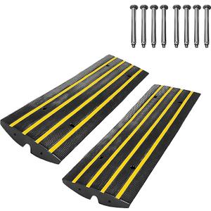 Garvee 48 Inch Lane Ramp 2 Pack Made of Recycled Rubber, Sturdy Rubber Ramp for Cars Maximum Weight Capacity 110,000 Lbs, Safe Garage Access Solution