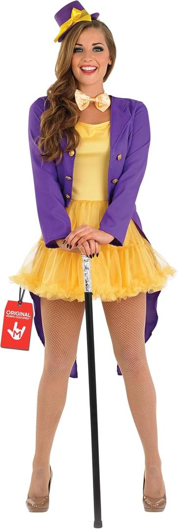 fun shack Womens Chocolate Factory Owner Costume, Halloween Teacher Womens Book Character Costumes for Adults (Large, Yellow)