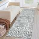 KUTA Moroccan Washable Hallway Runner Rug, 2x6 Non-Slip Vintage Grey Boho Rugs Kitchen Runners Ultra Soft Distressed Geometric Floor Carpet for Bedroom Laundry Living Room