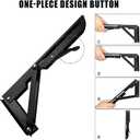 Folding Shelf Brackets 24 inch 4 Pcs - DIY Wall Mounted Shelf Bracket for Garage Workstation, Stuff Supports, Plant Stand - Heavy Duty Metal Collapsible Floating Shelf Bracket Black