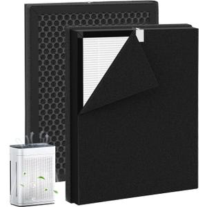 K2 Replacement Filter Compatible with Lunino K2 Air Purifier, 2 Pack Premium Double-sided Filters & 2 Pack Washable and Reusable Carbon Pre-filters