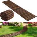 Landical 24ft Wooden Garden Pathway with Non Slip Surface Roll Out Boardwalk Walkways Road Floor Pathway Rustic Path Decorative Patio Pavers for Outdoor Garden Beach Wedding Party (Brown)