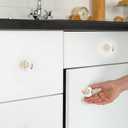Hotop 8 Pieces Glass Cabinet Knobs Crystal Pulls Gold Cabinet Dresser Handle Bulk Brass Drawer Pull for Furniture Kitchen Cupboard Hardware Office Nightstand Decor (Round Style)