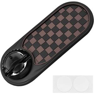 Multifunction Car Anti-Slip Mat, Rotatable Temporary Parking Number, Universal Auto Dashboard Organizer Pad Accessory for Phones, Sunglasses, Keys (Brown/Black)