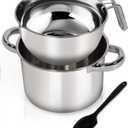 Double Boiler Pot Set,1250ML/1.1QT Mixing Bowl for Chocolate Melting, 2200ML/ 2QT 304 Stainless Steel Pot With Silicone Spatula for Melting Chocolate, Candy, Candle, Soap, Wax