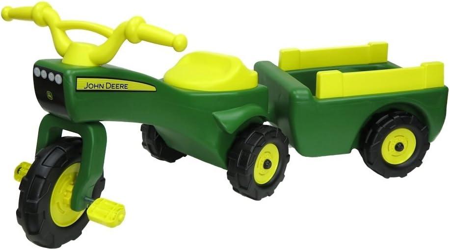 John Deere Ride On Toys Pedal Tractor with Wagon for Kids Aged 18 Months to 3 Years, Green/Yellow, Small