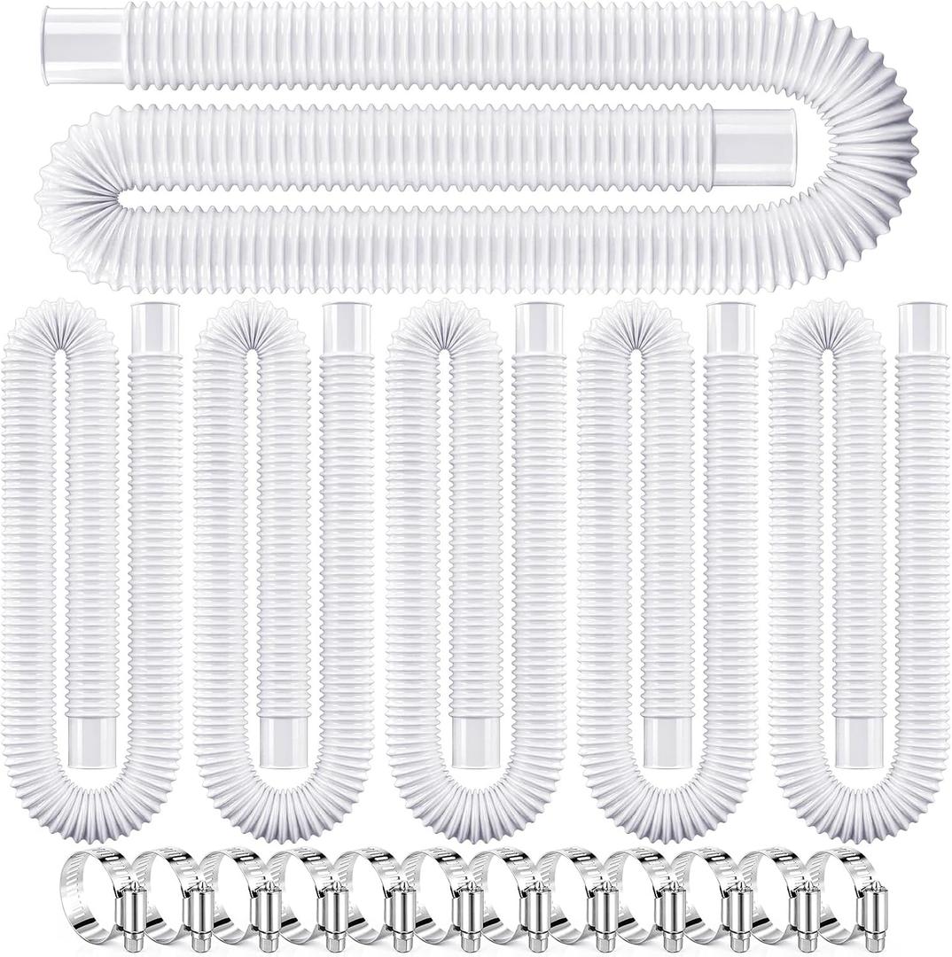 6 Pack Pool Hoses for Above Ground Pools 1.25 x 41 Inch Pool Filter Replacement Hoses Compatible with Intex Models 607, 637, Includes 12 Durable Metal Clamps