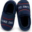 INMINPIN Kids Toddler Ball Sports Slippers Girls Boys Cozy Warm House Shoes Memory Foam Non-Slip Indoor Outdoor Slippers for Sports Fan (Toddler/ Little Kid/ Big Kid), Baseball Dark Blue, 6-7 Big Kid