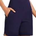 baleaf Women's 3"/5"/ 7" High Waisted Swim Board Shorts Quick Dry Swimsuits Bottoms Trunks with Pockets (Blue) 3XL 