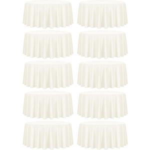 fani 10 Pack 108 Inch Round Tablecloth, Ivory Polyester Fabric Table Cloth for Round Table, Stain and Wrinkle Washable Table Cover for Wedding Party Dining Table Buffet Banquet Restaurant and Camping