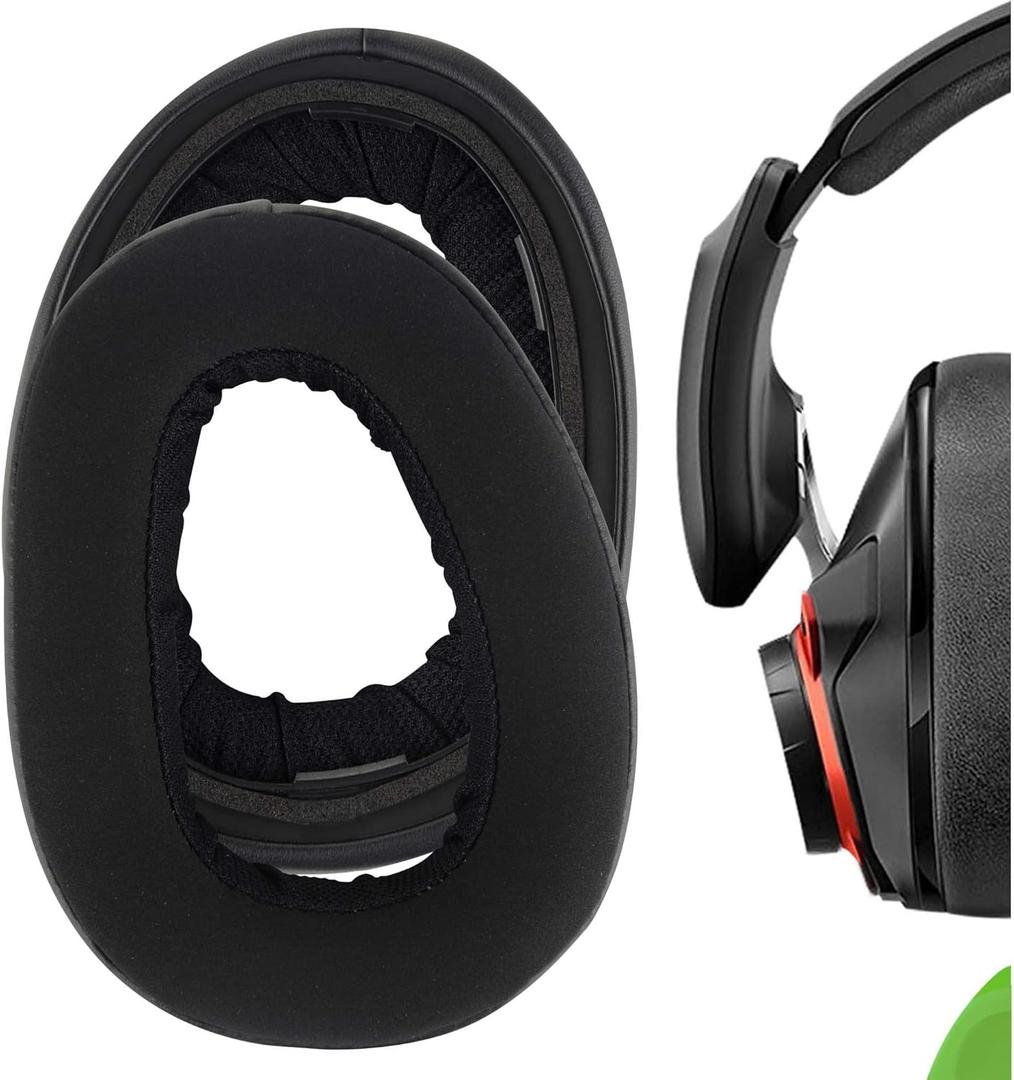 Geekria Comfort Hybrid Velour Replacement Ear Pads for Sennheiser GSP 600, GSP 601 GSP 602, GSP 670, GSP 500 Headphones Ear Cushions, Repair Parts with Video Guide (Black)