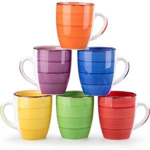 vancasso Bonita 12 Oz Coffee Mugs Set of 6, Ceramic Coffee Cups for Cappuccino, Latte, Tea, Cocoa, Warm Color