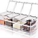 4 Pieces Clear Seasoning Box - Cruet with Cover and Spoon,Seasoning Rack Spice Pots for Sugar, Salt, Pepper and Other Spices